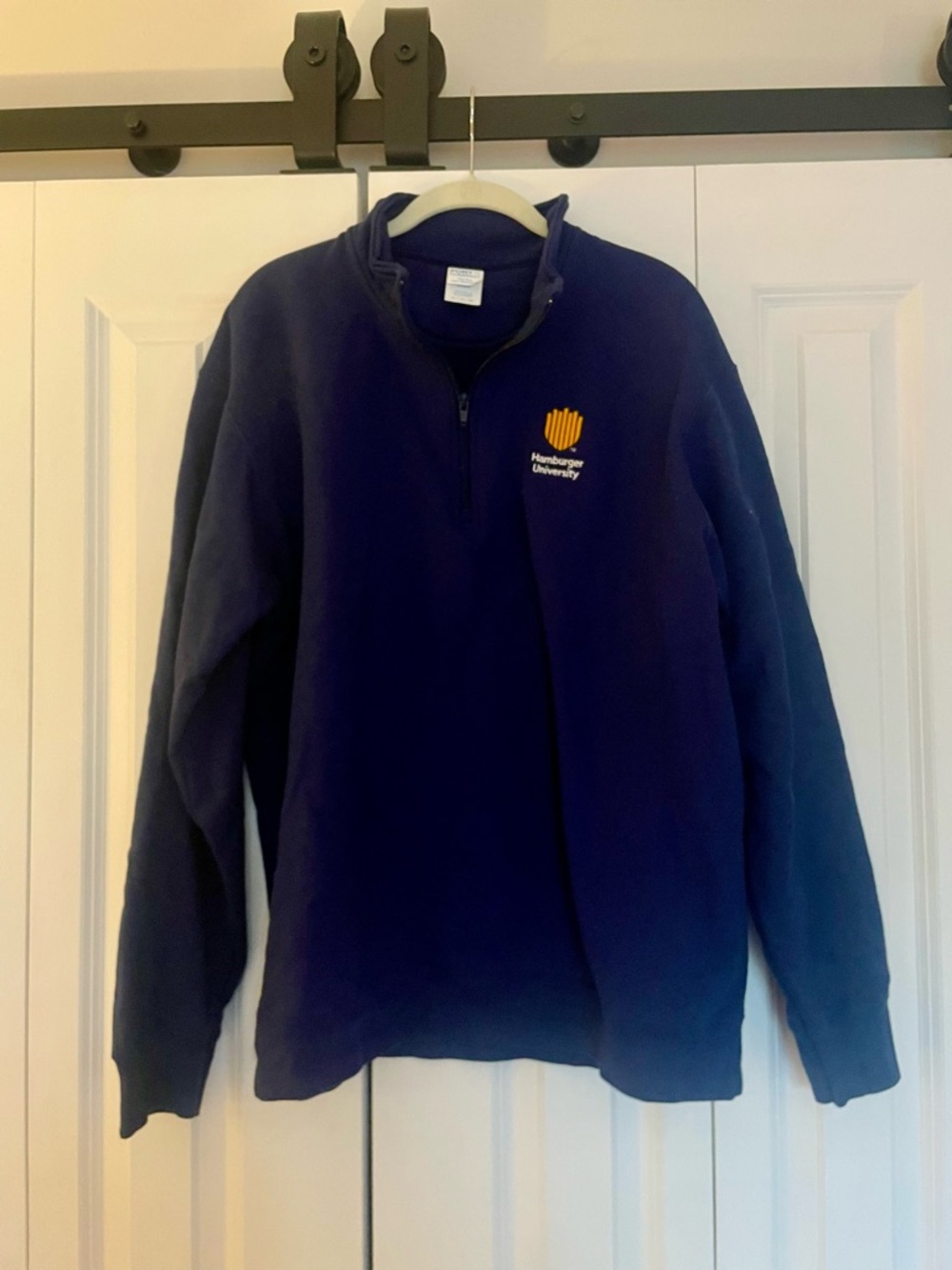 Hamburger University Navy Quarter-Zip Pullover Sweatshirt
